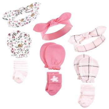 Hudson Baby Infant Girl Caps, Mittens and Socks Set, Floral, 0-6 Months