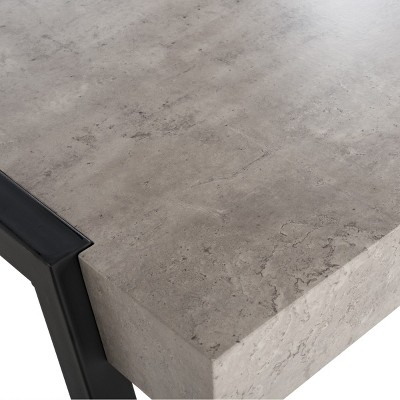 Milan Inspired Light Grey Rectangular Wood Coffee Table with Black Metal Legs