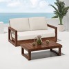 Christopher Knight Home Zip Outdoor Acacia Wood Loveseat and Coffee Table Set with Cushions - 2 of 4