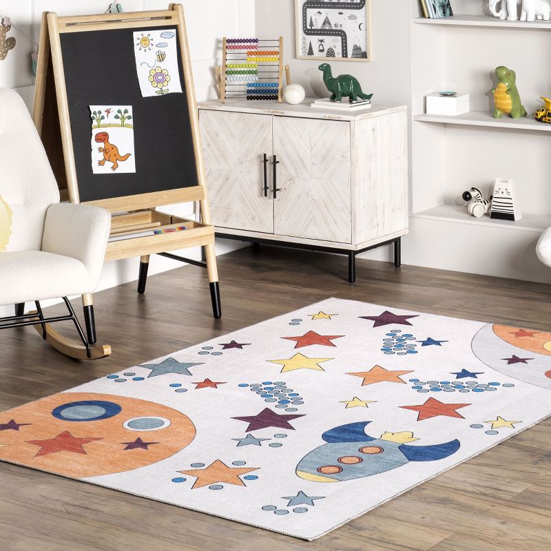 nuLOOM Leonie Outer Space Machine Washable Kids Area Rug, 2 of 10