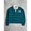 TIME HOLLOW Striped Polo Collar Dropped Shoulder Pullover Sweatshirt - Back To School Style - 2 of 2