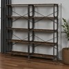 Mshliw 5-Tier Industrial Bookshelf, 63" Large Vintage Wood and Metal Open Bookcase for Living Room or Home Office, Storage Cabinet - 2 of 4