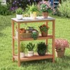 Tangkula 3-Tier Patio Garden Potting Bench Table w/ Acacia Wood 2 Slatted Shelves - 4 of 4