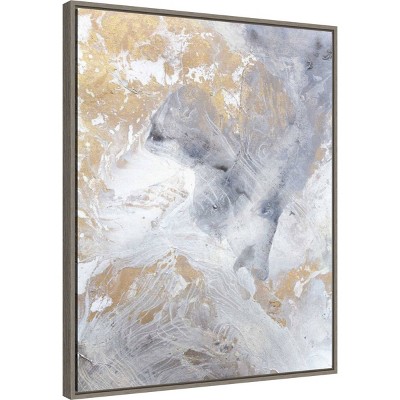 Gold Fusion II Gray and Silver Abstract Canvas Wall Art Print