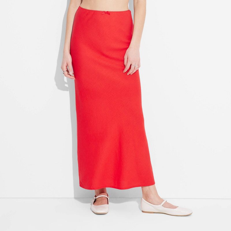 Women's Linen Bow-Front Maxi Skirt - Wild Fable™, 2 of 7