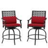 Outdoor Swivel Bar Stools 2 Packs, 27.5" Counter Height Patio Chairs with Red Cushion, 360¡ã Rotation, 330Lbs Capacity, Armrest & Back Support - 3 of 4