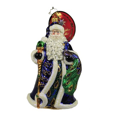 Christopher Radko 7.0" Pricely Peacock Santa Ornament Regal Feather Bird  -  Tree Ornaments