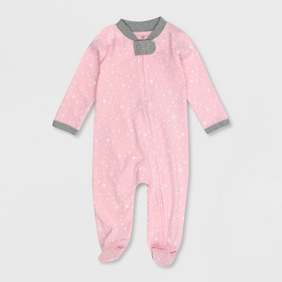 Image of Honest Baby Girls' Organic Cotton Twinkle Star Sleep N' Play - Pink 0-3M