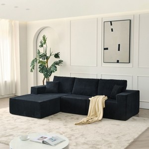 PAGED 110"Cloud Modular Sectional Couch with Ottoman & 2 Pillows,Modern 3 Seater Boneless Sofa for Living Room and Bedroom - 1 of 4
