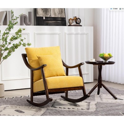 CIPACHO woven fabric  Mid Century Modern Accent Chairs Comfy Upholstered Glider Arm Chair with Solid Wood for Living Room Bedroom Balcony