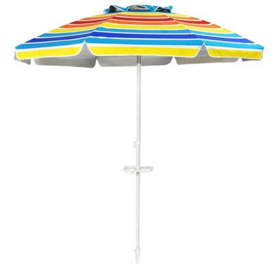 7.2' x 7.2' Portable Sunshade Beach Umbrella with Sand Anchor and Carry Bag - Wellfor
