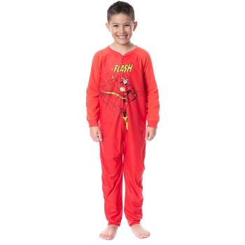 DC Boys' Classic The Flash Union Suit Footless Sleep Pajama Costume Red