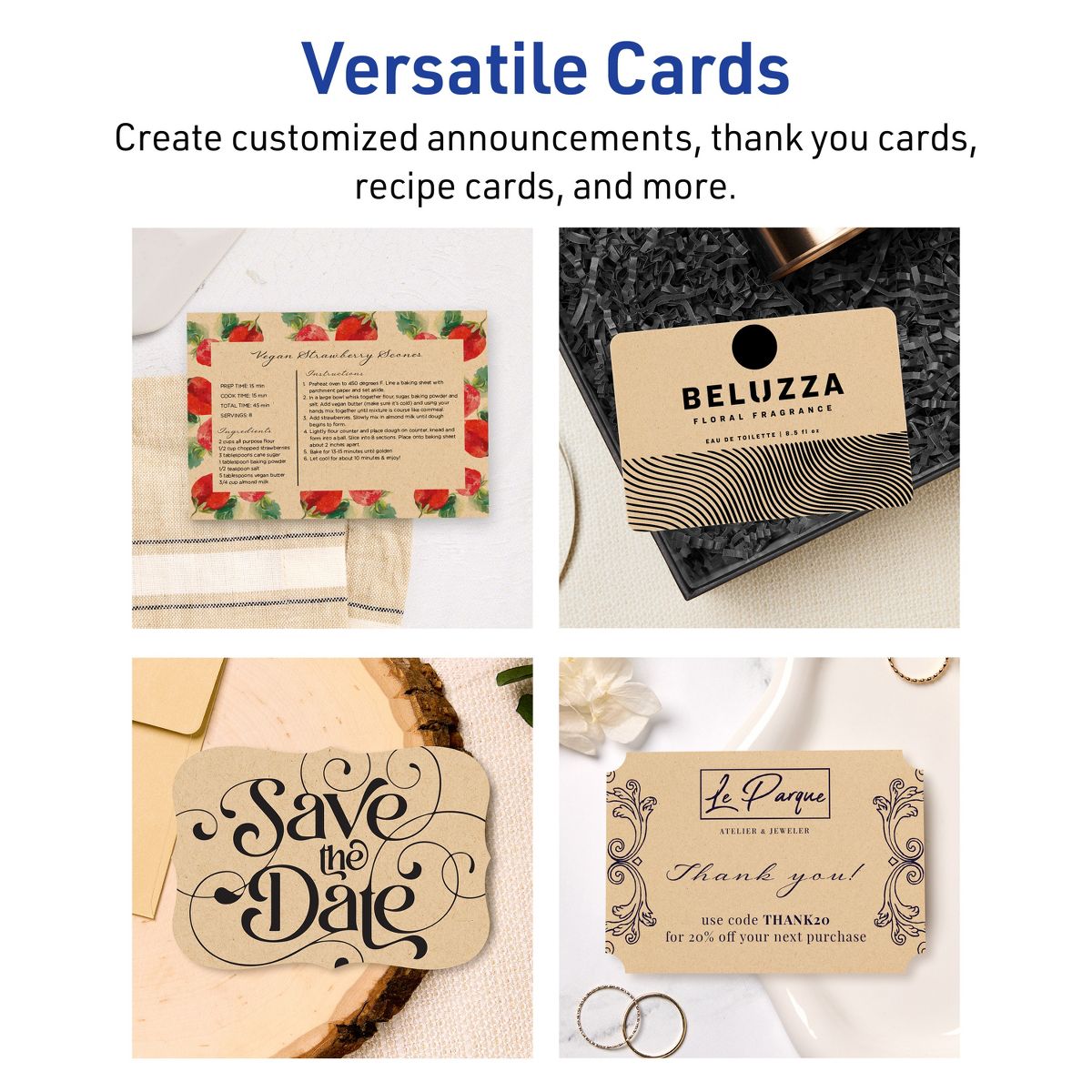 Avery Kraft Brown Postcards, 3-1/2" x 5" Rectangle Flourished Edge - thumbnail 3