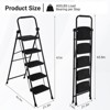 5 Folding Step Ladder - Steel Step Stool for Adults Portable Steel Ladder with Anti-Slip Wide Pedals, Safety Lock & Handrail, Multi-Purpose Space - 4 of 4