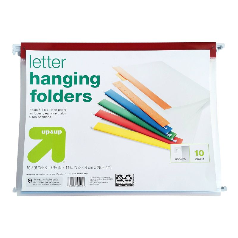 10ct Hanging File Folders Letter Size Multicolor - up &#38; up&#8482;, 1 of 6