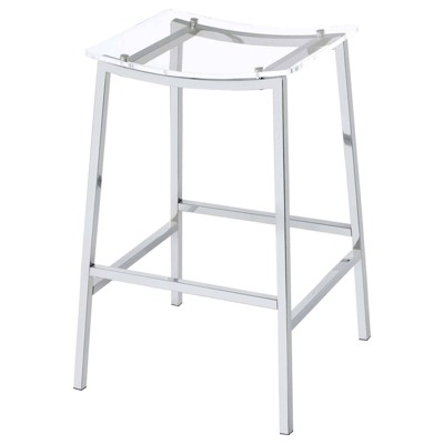 Jovani 29" Clear Acrylic and Chrome Backless Bar Stools Set