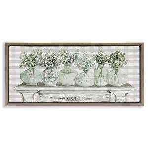Stupell Industries Country Herb Jars on Gingham Floating Frame Canvas Art - 1 of 4