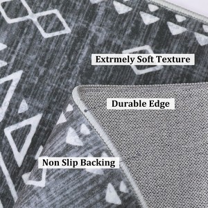 Modern Geometric Area Rug Soft Washable Rug Non Slip Non Shedding Floor Carpet, Low Pile Thin Rug, Distressed Southwestern Rug, Indoor Printed Rug - 1 of 4