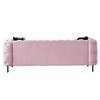84" Chesterfield Velvet Sofa, Modern Tufted Couch with Gold Metal Arms, 700lb Capacity & Striped Pillows, Solid Wood Frame - 3 of 4
