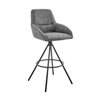 30" Odessa Barstool with Fabric Finish Black/Charcoal - Armen Living