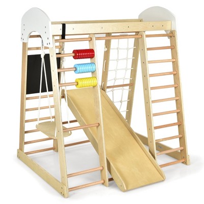 Costway Indoor Playground Climbing Gym Kids Wooden 8 In 1 Climber ...