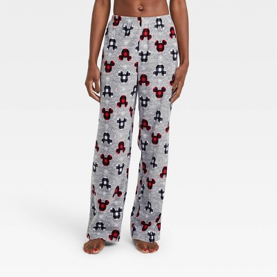 Women's Holiday Mickey Mouse Fleece Matching Family Pajama Pants - Gray XS