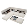 DOMETOUR Modern 6-Piece Modular Sectional Sofa with Storage Soft White Chenille Fabric  Contemporary Cylindrica Design for Living Room - 4 of 4