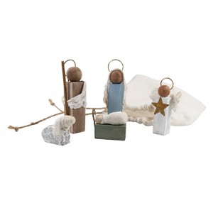 Transpac Wood Holy Family Figurines Set of 5 Decorative Nativity Scene Multicolor Tabletop Christmas Decor Gift - 1 of 1