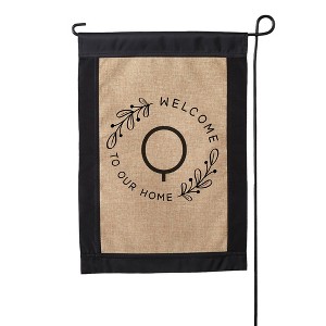 Personalization Mall Welcome Wreath Personalized Letter Burlap Garden Flag - 1 of 1