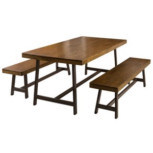 Marion 3 Piece Foldable Picnic Dining Set Brown Oak - Christopher Knight Home, Brown Brown