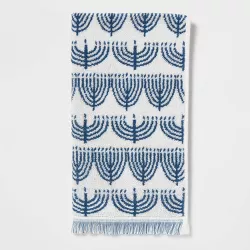 Hanukkah Allover Menorah Hand Towel Dark Blue - Threshold™