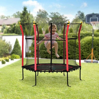 Resenkos Kids Indoor Trampoline with Safety Enclosure Net for Children ...