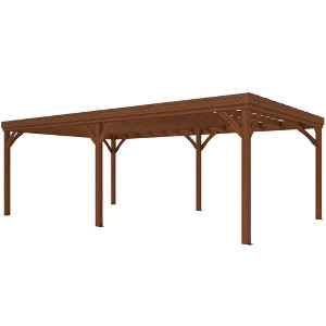 12' x 20' Outdoor Wooden Pergola, Grape Vine Gazebo with Concrete Anchors for Garden, Patio, Deck - 1 of 4