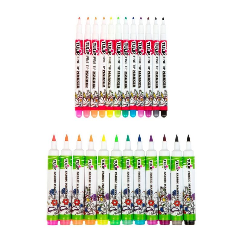 Tulip Color 24pk Fine Tip &#38; Brush Tip Fabric Markers Ultimate Neon, 3 of 6