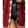 Clearlove Women's Geometric-Contrast Plush Fleece Jacket with Brushed Interior Weather-Ready Layered Comfort - 4 of 4