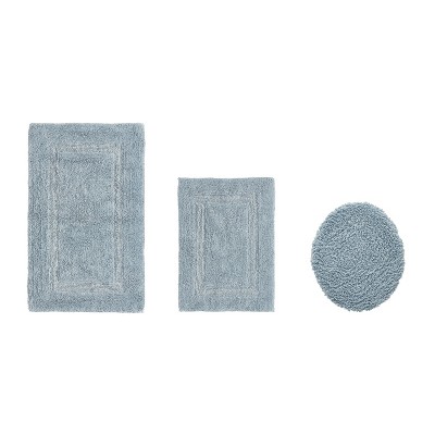 Lux Premium 100% Cotton  Ultra-Soft Tufted Solid Reversible 3 Piece Bath Rug Set, Water-Absorbent, Durable, Machine Washable Bathroom Rug