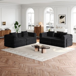 72.4" Convertible Chenille Sofa Bed with Storage Pockets,2-Seat 4-Seat Folding Sleeper Couch for Living Room,Bedroom-Baofuwish - 1 of 4