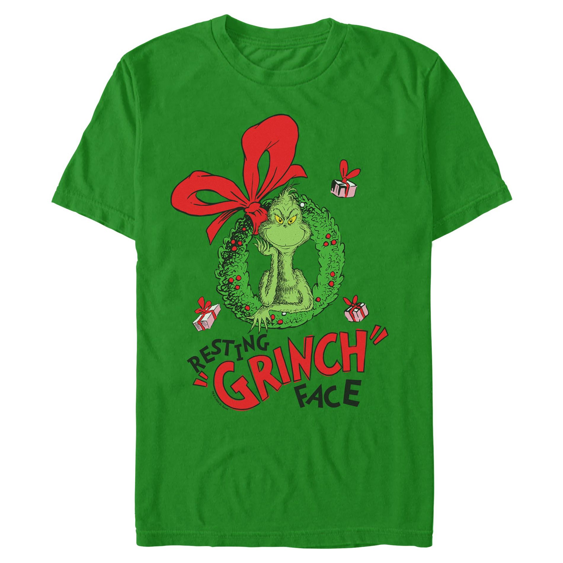 Mens The Grinch Resting Green Face T Shirt