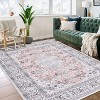 Bohemian Washable Runner Rug, Kitchen Rug, Vintage Floral Print, Non-Slip Backing, Low-Pile Polyester for Bathroom Hallway Entryway - 2 of 4