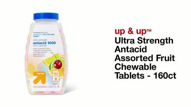 Ultra Strength Antacid Assorted Fruit Chewable Tablets - 160ct - up &#38; up&#8482;, 2 of 5, play video