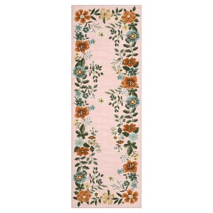 Green Floral Runner Rug Washable Rug, Non-Slip Non-Shedding Kitchen Carpet, Low Pile Stain-Resistant Foldable , for Entryway, Laundry Room, Bathroom - 1 of 4