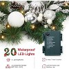 GAOMON 24 Inch Pre-Lit Christmas Wreath, Battery Operated Xmas Wreath, Christmas Hanging Decorations with Pine Cones, Silver White - 4 of 4