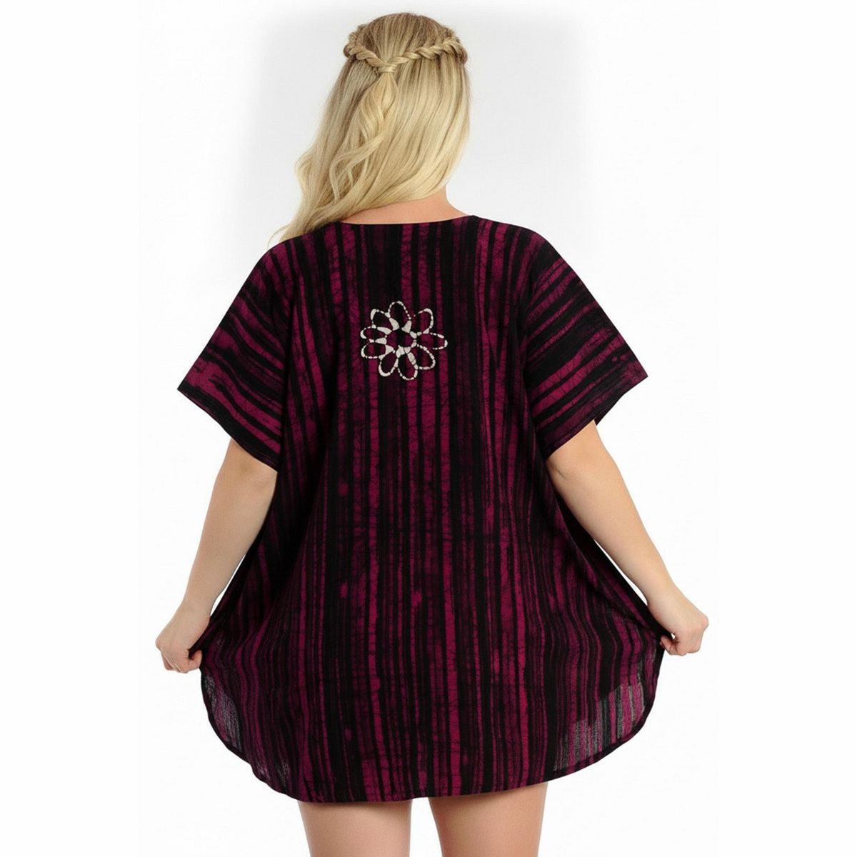 LA LEELA Summer Cotton Caftan Tunic Dress for Women Resortwear Vacation Cruise Holiday Loungewear Pregnancy Wear Beach Cover Up 2X-3X Red Paisley - thumbnail 2