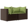 vidaXL Patio Corner Sofas with Cushions 2 pcs Brown Poly Rattan - image 2 of 4