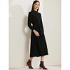 Allegra K Women's Long Sleeve Mock Neck A-Line Flowy Midi Pleated Shirt Dress - 4 of 4