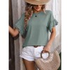 Clearlove Womens Summer Tops Crew Neck Ruffle Short Sleeve Pleated T Shirts Babydoll Blouses Casual Dressy Textured - 4 of 4