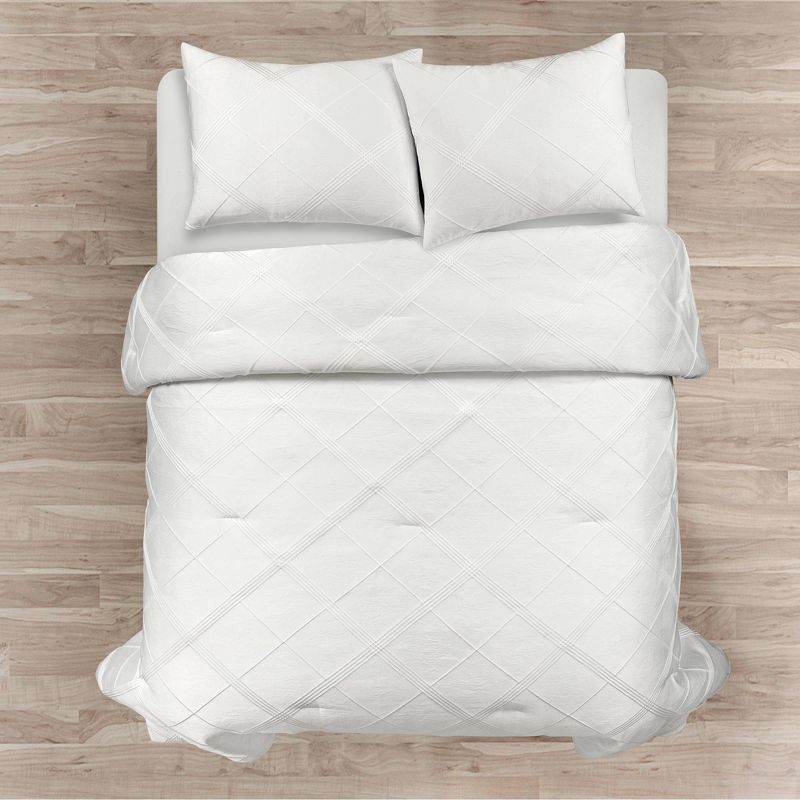 Lush Decor 3pc Diamond Geo Gacquar Comforter Bedding Set White, 3 of 10