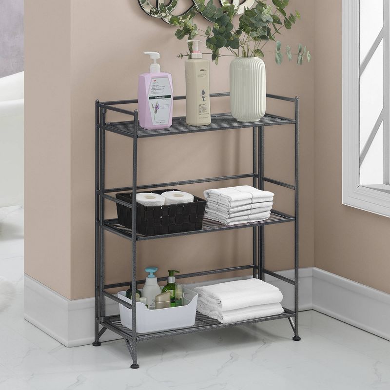 32.5&#34; Breighton Home FlexiSpace 3-Tier Wide Foldable Metal Shelf Speckled Gray, 2 of 8