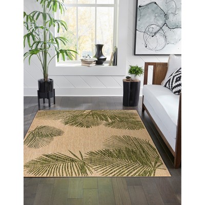 Palm Green Flat Woven Synthetic Indoor/Outdoor Rug