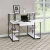 NicBex Office Desk with Open Shelves & Hutch 1 Drawer + 8 Compartments for Recording Studio, Wooden Top with Metal Sled Base - 4 of 4